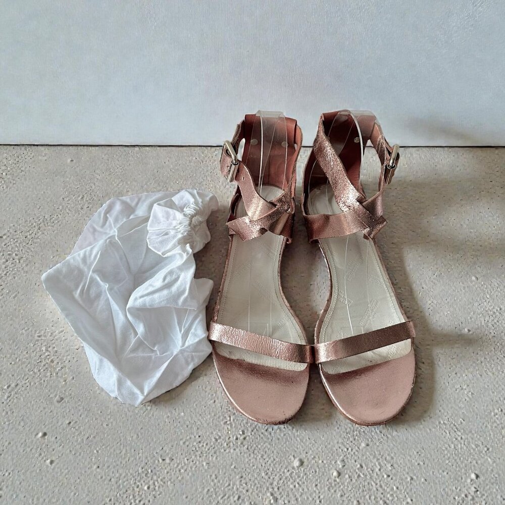 Maison Martin Margiela Rose Gold Cracked Metallic Leather Sandals EU 39.5 - Picture 2 of 13